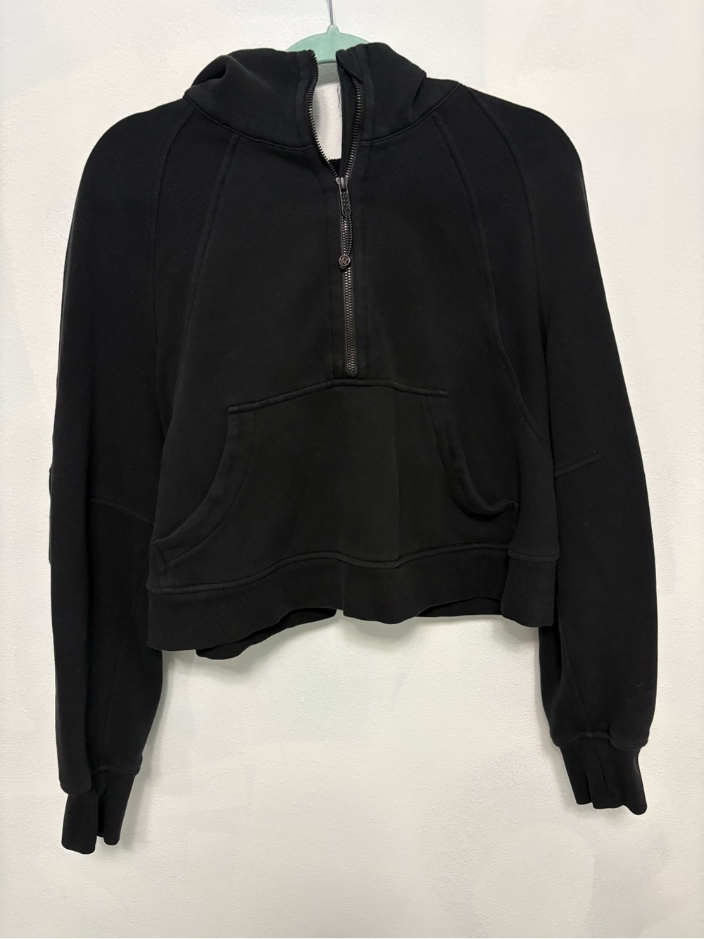 lululemon athletica Black Half-Zip Oversized Cropped Hooded Scuba Pullover